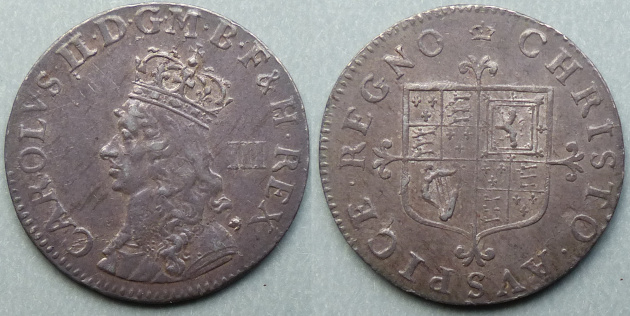 Charles II, undated milled threepence Charles II, undated milled threepence